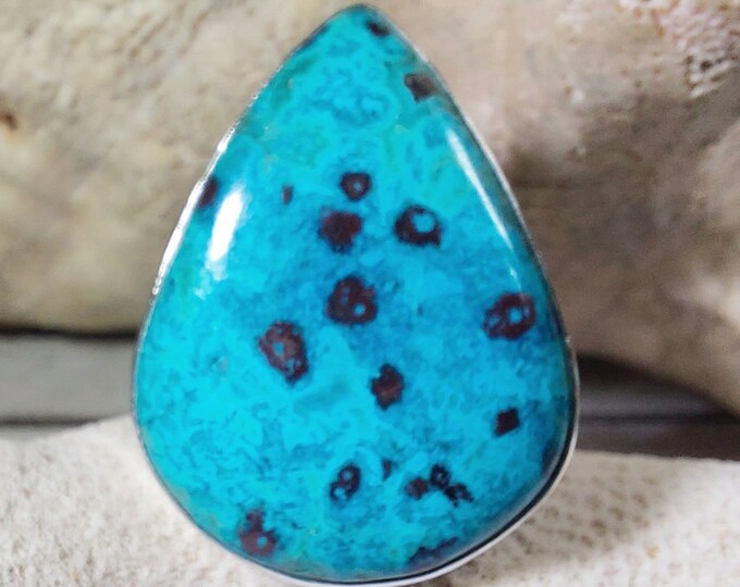 Natural Premium Grade Mesmerizing Shattuckite Handmade .925 Sterling Silver Ring Size 8 GL