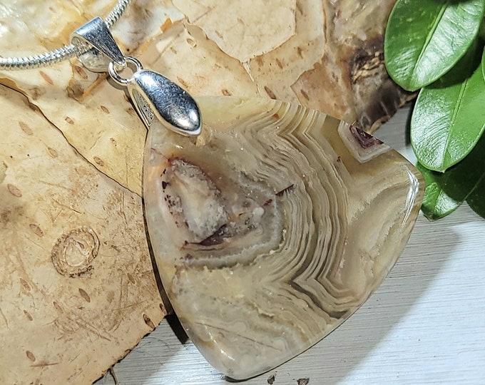 Natural Top Quality Crazy Lace Agate Triangle Cabochon .925 Sterling Silver Pendant 1 1/2" x 1" AE33 Sterling Silver Custom Bail