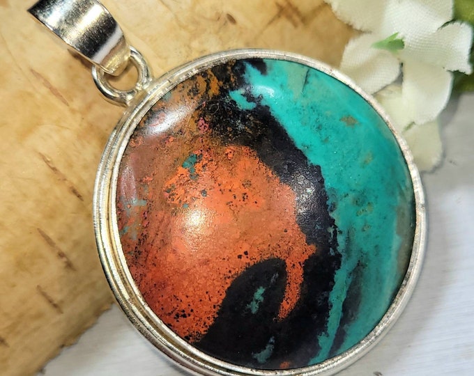 Sonora Jasper Pendant, Sunset Jasper Sterling Silver Pendant, Handmade Sonora Jasper Pendant, Gift for Her, Statement Pendant DK21