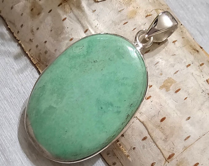 Natural Premium Variscite Pendant, .925 Sterling Silver Pendant, Statement Pendant, Boho Pendant, Quality Natural Stone, GN