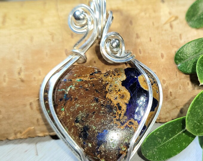 Zarinite Sterling Silver Pendant, Heart Zarinite Pendant, Statement Pendant, Gift for Her, Zarinite Handmade Pendant, FS26