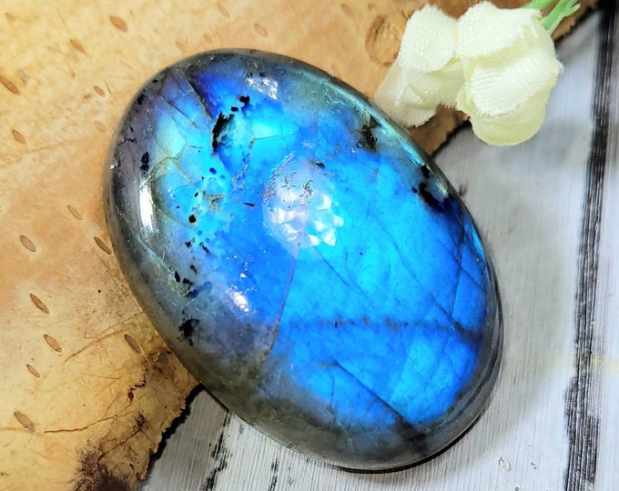 Blue Flash Labradorite Cabochon,Labradorite Oval Cabochon 60ct, Labradorite Cabochon,  Wire Wrapping, Weaving, Pendant, Collector DM28