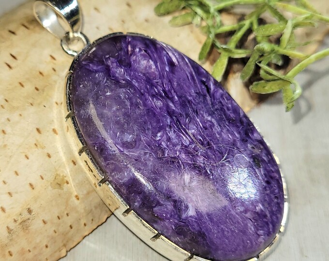 Charoite Pendant, Charoite Sterling Silver Pendant, Premium Grade Charoite Pendant, Statement Pendant, Gift for Her, Handmade Pendant, HJ14