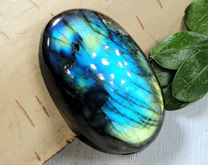 Natural Blue Green Fire Labradorite Oval Cabochon 35ct 7 Grams 29mm x 19mm Wire Wrapping, Weaving or Pendant, Collector CK27