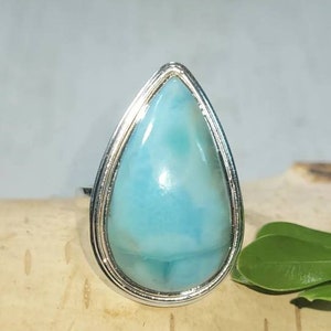 Anillo Larimar, Anillo de Plata Esterlina Larimar Dominicana, Anillo de Plata Larimar, Anillo de Plata Esterlina Larimar Premium Tamaño 7.50, Regalo para Ella, CN