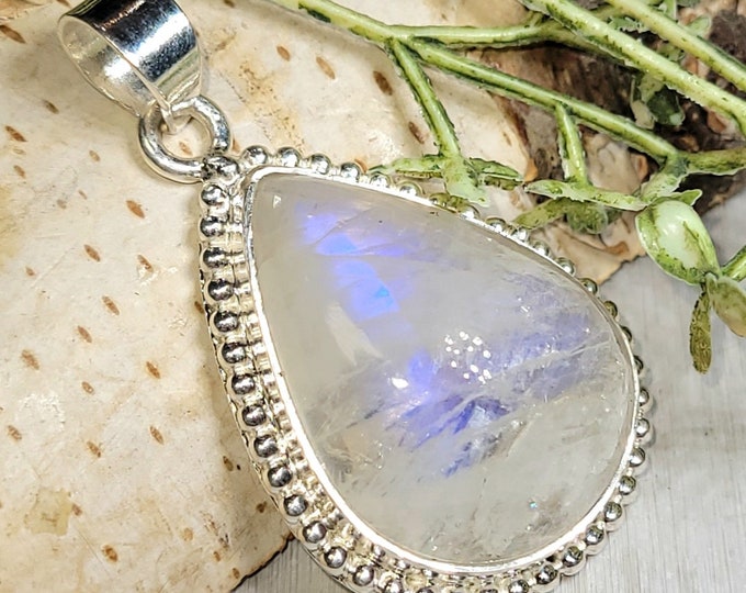 Moonstone Pendant, Blue Moonstone Sterling Silver Pendant, Premium Grade Moonstone Pendant, Gift for Her, Statement Pendant, DC45