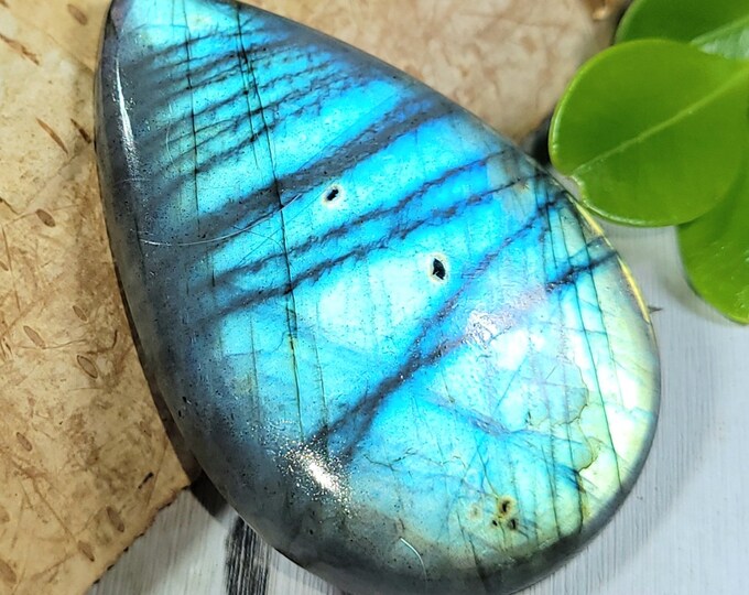 Natural Blue Flash Labradorite Pear Handmade Cabochon 50ct 10 Grams 41mm x 246mm Wire Wrapping, Weaving or Pendant, Collector CB27