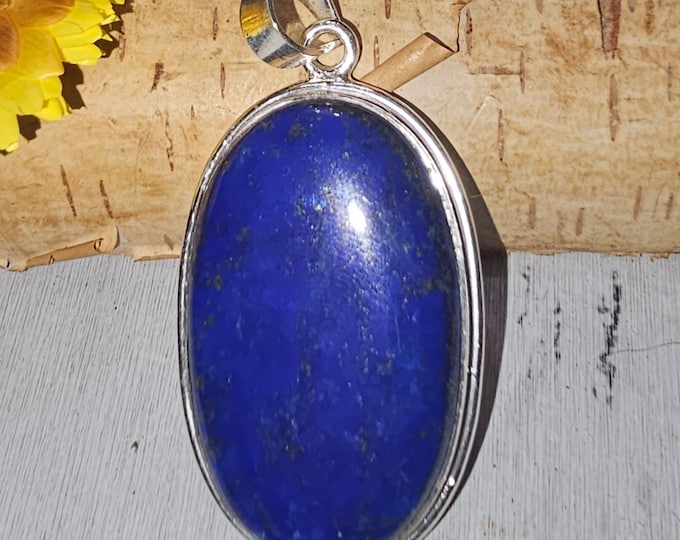 Lapis Lazuli Pendant, Lapis Sterling Silver Pendant, Handmade Pendant, Gift for Her, Statement Pendant, FV16