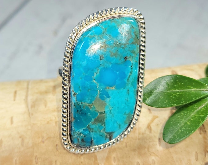 Kingman Turquoise Ring, Turquoise Ring, Arizona Turquoise Sterling Silver Ring Size 7 Gift for Her, Boho Ring, Statement Ring, FF19