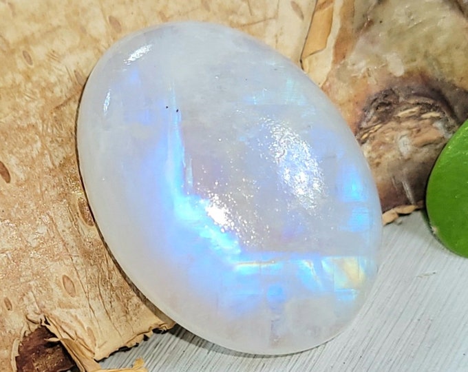 Natural Premium AAA Grade Rainbow Moonstone Oval 15Ct Cabochon Wire Wrapping, Weaving, or Pendant 20mm x 15mm Gift for Her, Collector CJ11