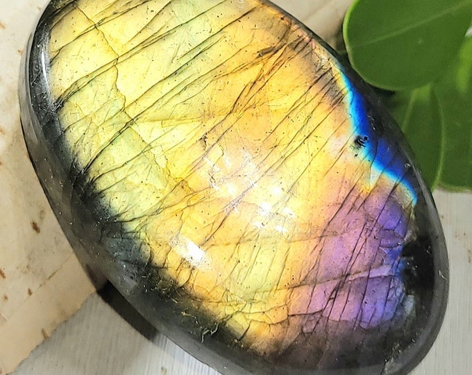 Natural High Grade Multi-Flash Labradorite Oval Cabochon 105ct 21 Grams 46mm x 30mm Wire Wrapping, Weaving or Pendant, Collector LD10