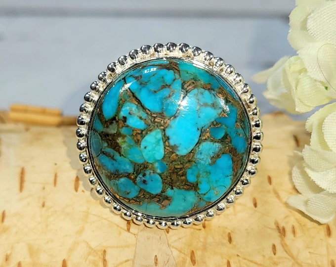 Natural Premium Grade Arizona Kingman Turquoise .925 Sterling Silver Ring Size 7 Weighs 9 Grams Gift for Her Mother's Day Gift DC