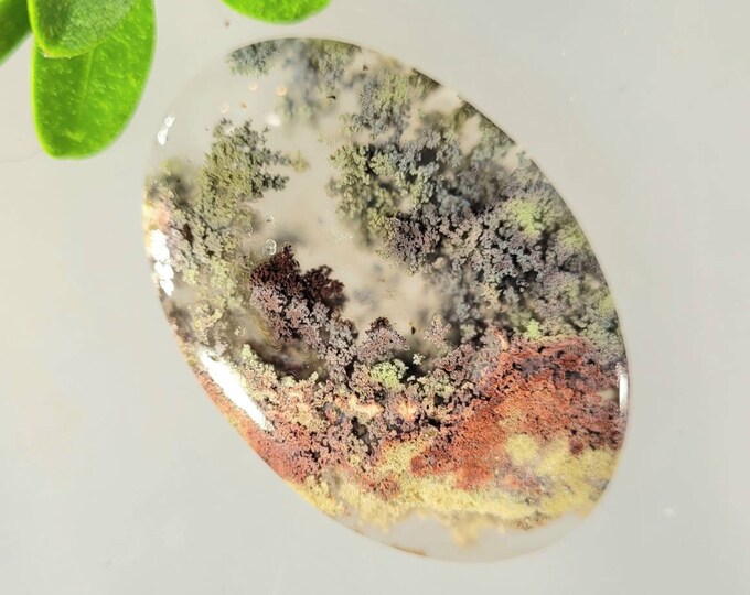 Moss Agate Cabochon, Scenic Moss Agate cabochon, Moss Agate Cabs, Moss Agate Scenic Cabochons, Green and Red Moss Agate Cabochons FL51