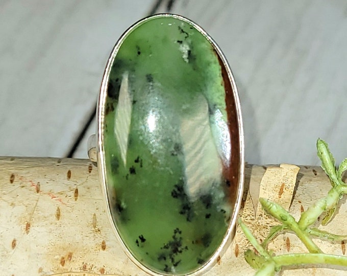 Aquaprase Ring, Aqua Chalcedony Sterling Silver Ring, Aquaprase Sterling Silver Ring, Handmade Ring Size 5.5, Gift for Her, HA