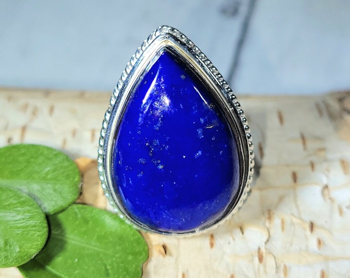 Lapis Lazuli Ring, Lapis Lazuli Sterling Silver Ring, Handmade Lapis Sterling Silver Ring, Size 7, Statement Ring, Gift for Her, BA