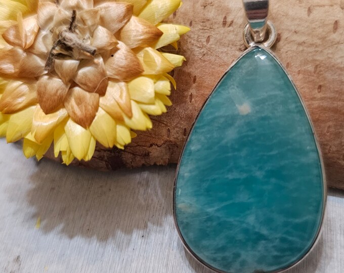 Amazonite Sterling Silver Pendant, Handmade Amazonite Pendant, Gift for Her, Statement Amazonite Pendant, FV04