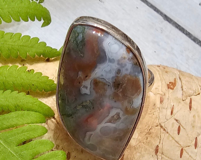 Ocean Jasper Ring, Sterling Silver Ring Size 6.5, Handmade Ring, FK38