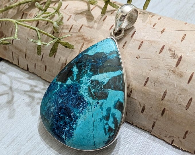 Natural High Quality Shattuckite .925 Sterling Silver Pendant Shattuckite in Sterling Pendant HS10