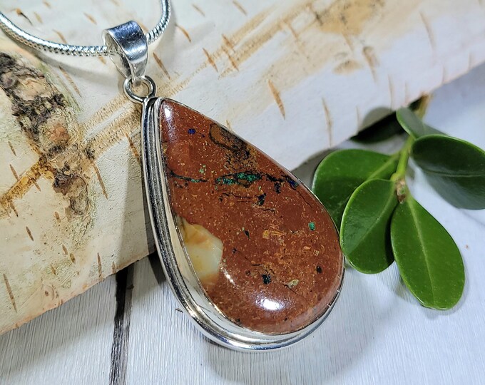 Natural Extremely Rare Zarinite .925 Sterling Silver Pendant 2" x 1 1/8" 12 Grams EF13