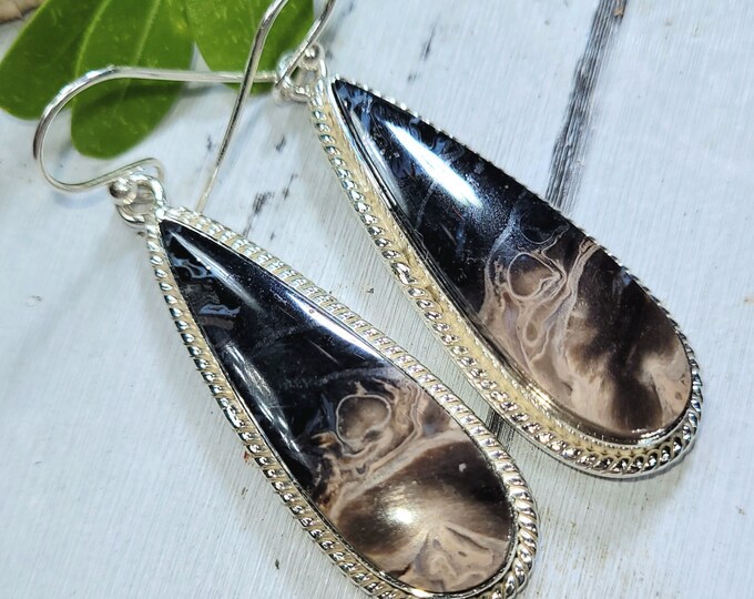 Palm Root Jasper Earrings, Palm Root Jasper Sterling Silver Earrings,  Oval Jasper Sterling Silver Earrings, Handmade Jasper Earrings, FH22