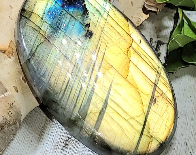 Natural High Grade Multi-Flash Labradorite Oval Cabochon 95ct 19 Grams 47mm x 29mm Wire Wrapping, Weaving or Pendant, Collector LD15