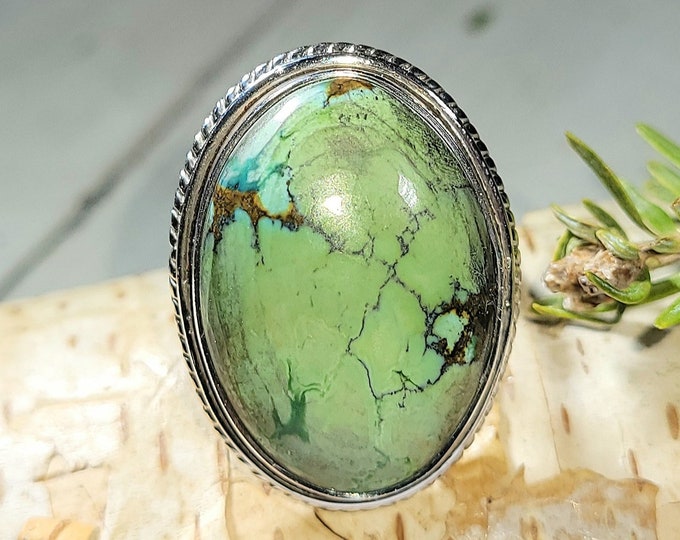 Turquoise Ring, Tibetian Turquoise Ring, Turquoise Sterling Silver Size 7, Gift for Her, Boho Ring, Statement Ring, Handmade Ring,