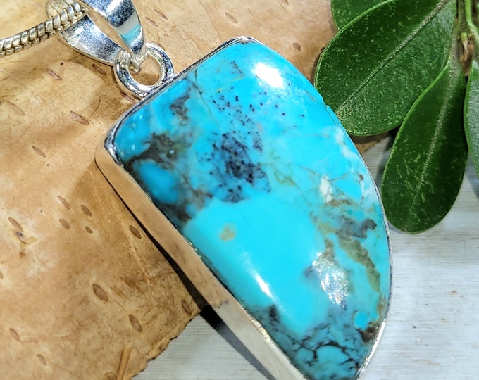Natural Arizona Turquoise, .925 Sterling Silver Pendant, Boho pendant, Turquoise pendantFW26