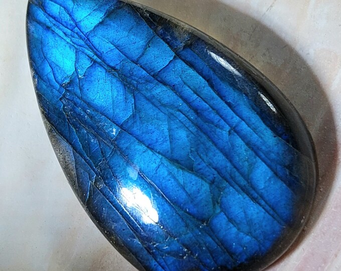 Blue Flash Labradorite Cabochon, Labradorite Pear Shaped Cabochon 40ct, Wire Wrapping, Weaving, Pendant, Collector GB20