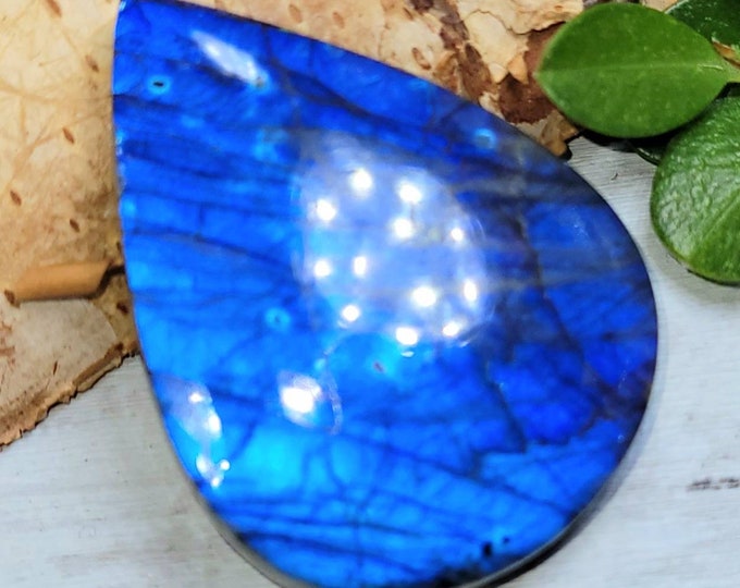 Blue Flash Labradorite Cabochon,Labradorite Pear Cabochon, Labradorite Cabochon,  Wire Wrapping, Weaving, Pendant, Collector DE37
