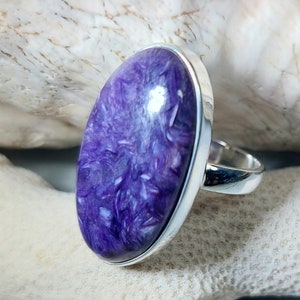 Charoite Ring,.925 Sterling Silver Charoite Ring, Size 8 Charoite Ring, Statement Ring, Size 8 Sterling Silver Ring, Gift for her GG
