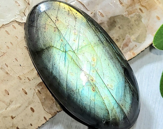 Natural Top Grade Multi-Flash Labradorite Oval Cabochon 45ct 9 Grams 37mm x 19mm Wire Wrapping, Weaving or Pendant, Collector AD06