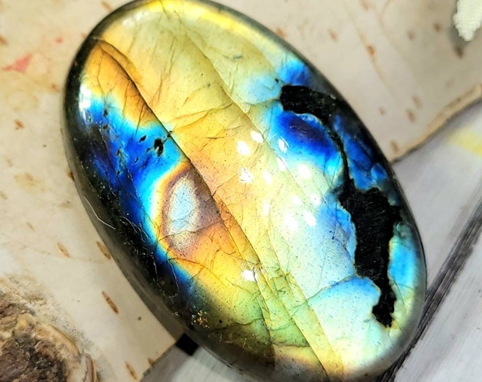 Natural Top Grade Multi-Flash Labradorite Oval Cabochon 50ct 10 Grams 36mm x 22mm Wire Wrapping, Weaving or Pendant, Collector DA31
