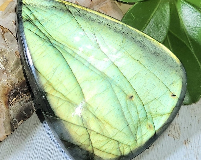 Natural High Grade Multi-Flash Labradorite Pear Cabochon 70ct 14 Grams 40mm x 30mm Wire Wrapping, Weaving or Pendant, Collector LE05