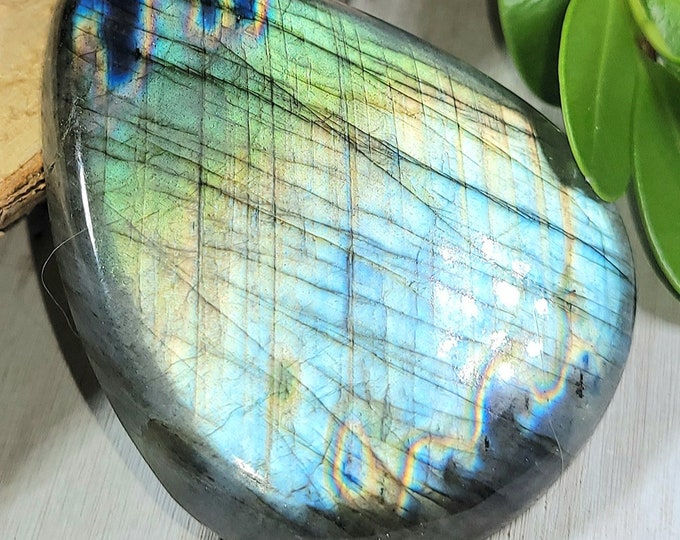 Natural Huge Multi-Flash Labradorite Pear Cabochon 130ct 26 Grams 50mm x 40mm Wire Wrapping, Weaving or Pendant, Collector LB33
