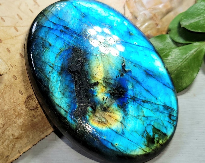 Natural High Grade Multi-Flash Labradorite Oval Cabochon 105ct 21 Grams 49mm x 34mm Wire Wrapping, Weaving or Pendant, Collector CG33