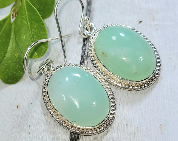 Chrysoprase Earrings, Australian Chrysoprase Sterling Silver Earrings, Handmade Chrysoprase Earrings. Gift for Her, Statement Earrings, FH01