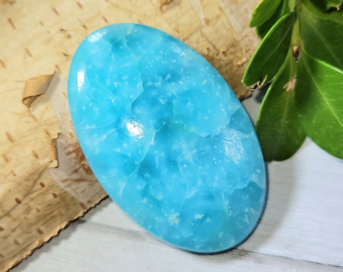 Natural High Grade Hemimorphite Oval Cabochon 80ct 16 Grams 43mm x 27mm Wire Wrapping, Weaving or Pendant, Collector CL29