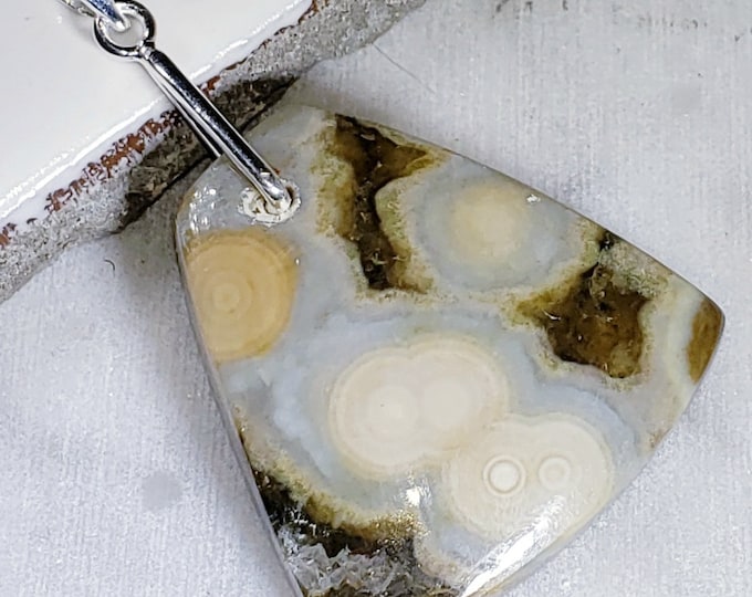 Ocean jasper pendant, AA, Sterling Silver pendant, .925, Handmade, Ocean jasper silver bail.  PREMIUM GRADE. 2(29)