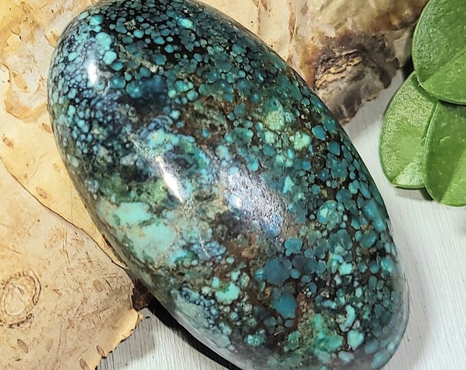 Natural Top Grade Old Tibet Turquoise Oval Cabochon EA2(28) 38mm x 21mm