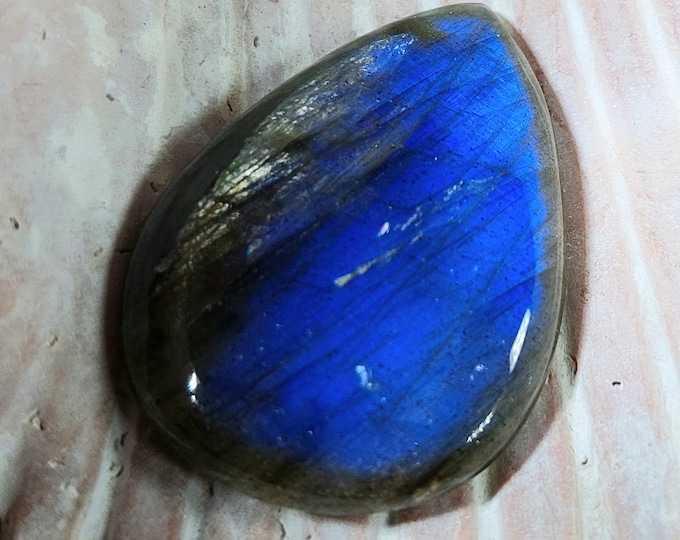 Blue Flash Labradorite Pear Cabochon - 50ct, 28mm x 38mm