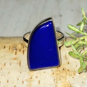 Lapis Lazuli Ring, Lapis Lazuli Sterling Silver Ring, Handmade Lapis Sterling Silver Ring, Size 7.5, Statement Ring, Gift for Her, HG