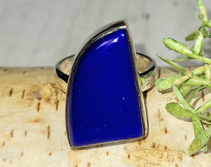 Lapis Lazuli Ring, Lapis Lazuli Sterling Silver Ring, Handmade Lapis Sterling Silver Ring, Size 7.5, Statement Ring, Gift for Her, HG