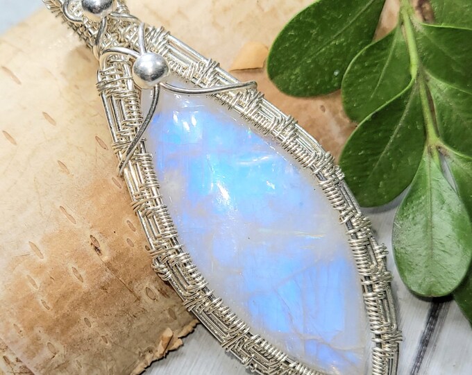 Moonstone Pendant, Hand Wire Wrapped Sterling Silver Moonstone Pendant,  Handmade Moonstone Sterling Silver Pendant, Gift for Her DT07