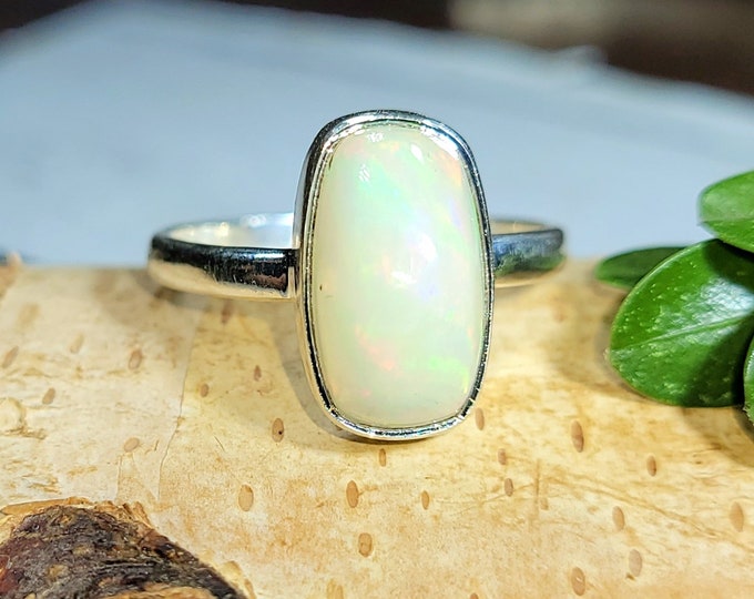Ethiopian Opal Ring, Ethiopian Opal Sterling Silver Ring, Multi Color Opal Ring, Statement Ring, Handmade Ring, Gift for Her, DS Size 9