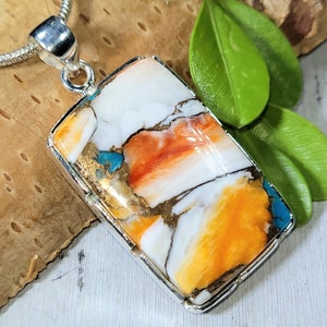 Spiny Oyster Turquoise Pendant, Spiny Oyster Turquoise w/copper, Sterling Silver Pendant, Spiny turquoise pendant, Handmade Pendant FP10