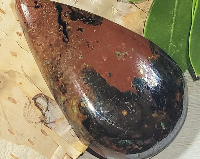 Natural Rare Zarinite Pear Cabochon 30ct 34mm x 20mm Wire Wrapping, Weaving, Pendant ET31