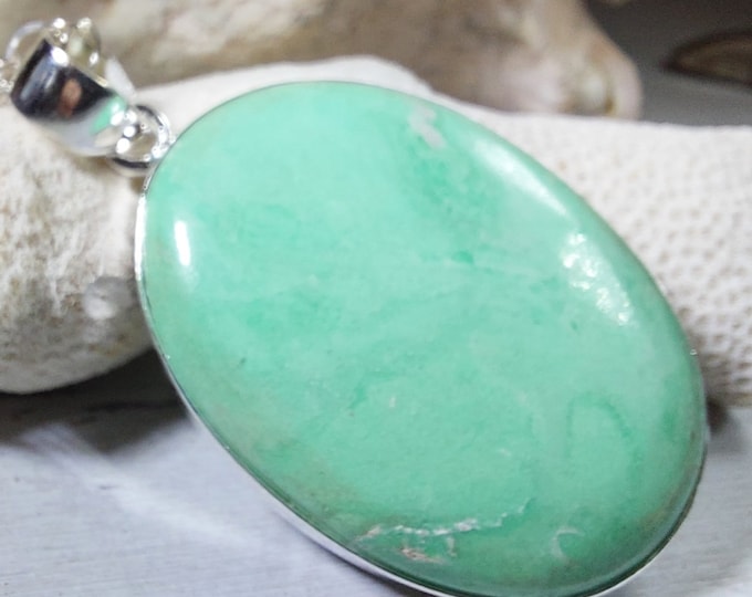 Natural Premium Variscite Pendant, .925 Sterling Silver Pendant, Statement Pendant, Boho Pendant, Quality Natural Stone, GN