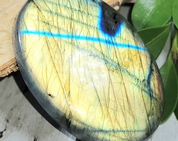 Natural High Grade Multi-Flash Labradorite Oval Cabochon 90ct 18 Grams 46mm x 32mm Wire Wrapping, Weaving or Pendant, Collector LD03