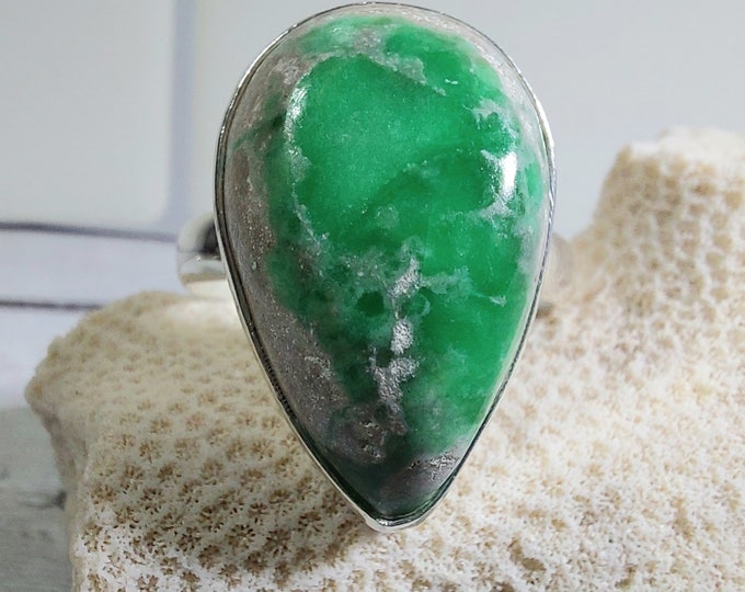 Variscite Ring, Variscite Sterling Silver Ring, Handmade Ring Size 9, Gift for Her, GV