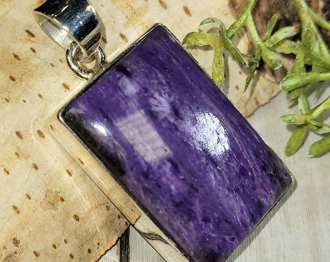 Charoite Pendant, Charoite Sterling Silver Pendant, Premium Grade Charoite Pendant, Statement Pendant, Gift for Her, Handmade Pendant, HJ11